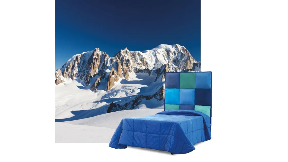 Letto Singolo con testiera a quadrotti colorati Chamonix di Baiardi