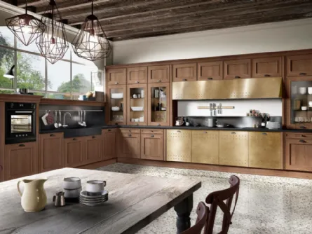 Cucina Classica angolare Louisiana 03 finitura rovere yuta e acciaio di Spagnol Cucine