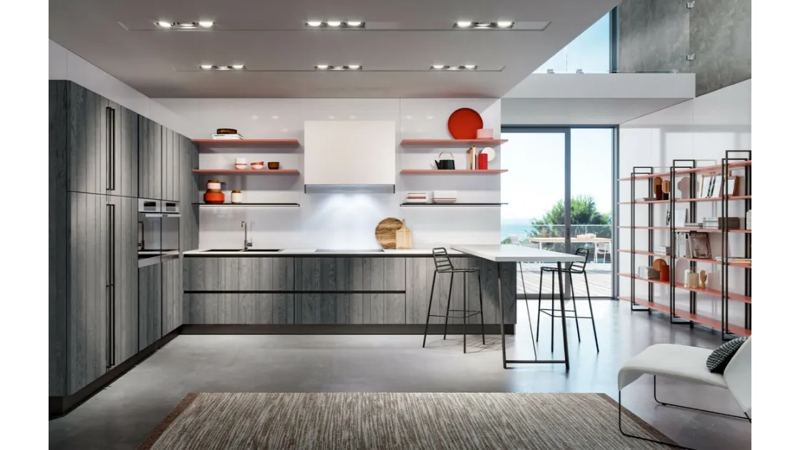 Cucina Moderna angolare con penisola Maryland 10 di Spagnol Cucine