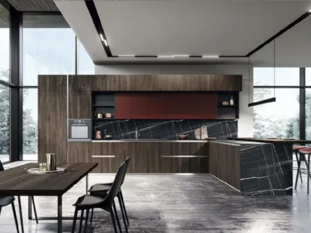 Cucina Moderna con penisola Vivere Italia 04 di Spagnol Cucine