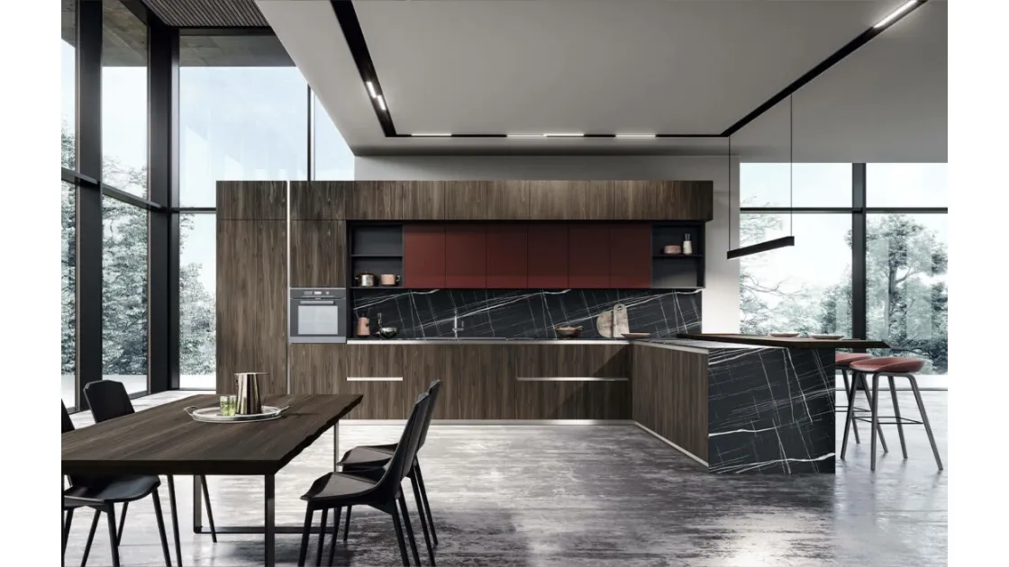 Cucina Moderna con penisola Vivere Italia 04 di Spagnol Cucine